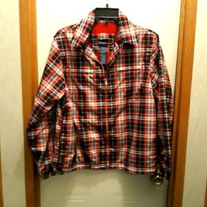 Plaid lightweight lined jacket zip front